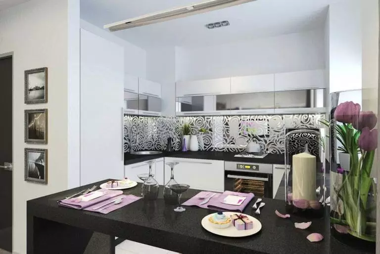 Phòng khách bếp ở Khrushchev (75 ảnh): Thiết kế nội thất phòng kết hợp, kết hợp bếp nhỏ có phòng trong căn hộ 9512_26