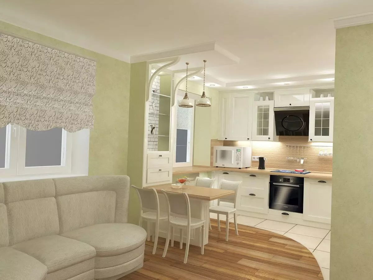 Wohnküche in Khruschtschow (75 Fotos): Innenarchitektur von kombinierten Zimmern, kombinierter Küche mit kleiner Küche in der Wohnung 9512_37
