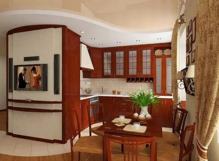 Bucătărie-camera de zi în Hrușciov (75 poze): Design interior al camerelor combinate, combinând bucătărie mică cu cameră în apartament 9512_38