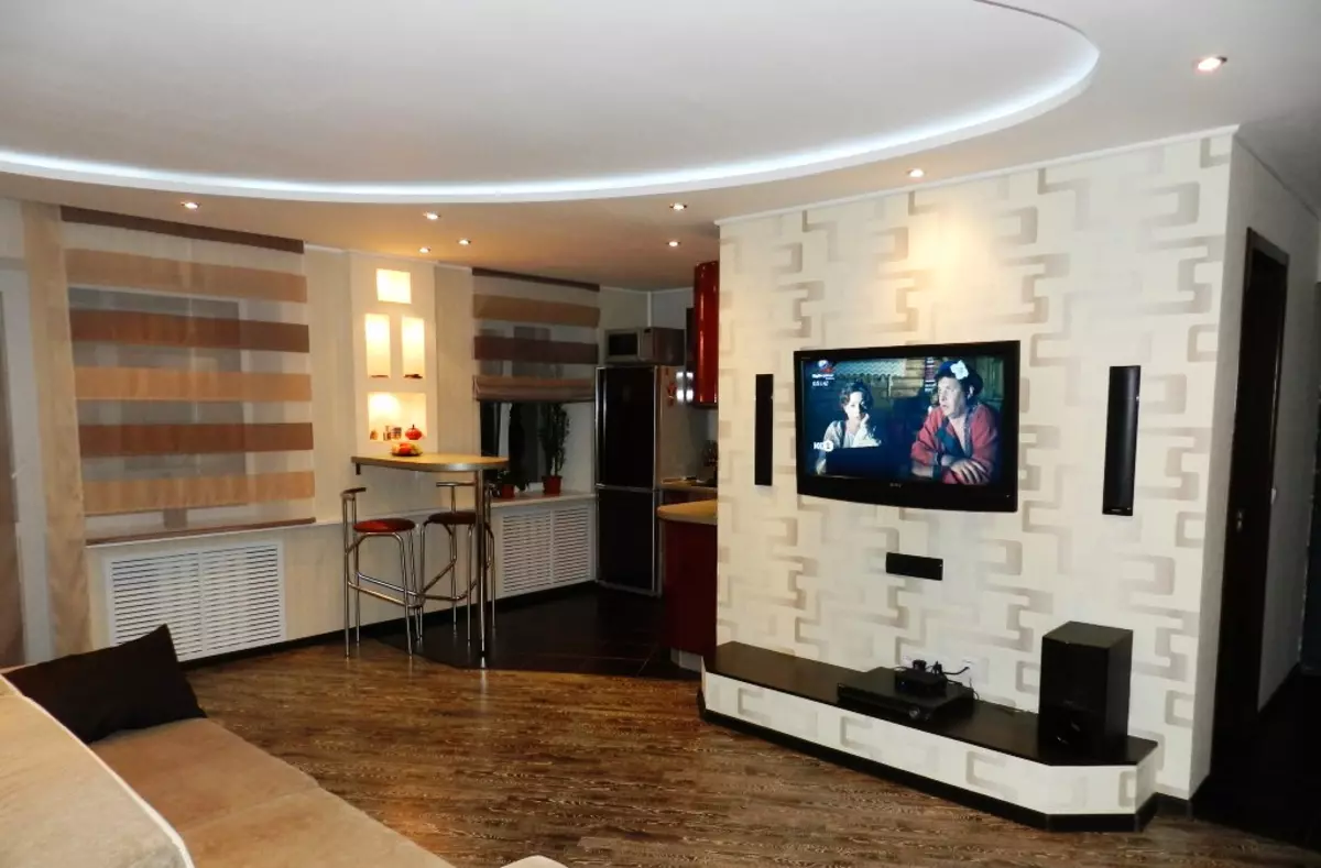 Wohnküche in Khruschtschow (75 Fotos): Innenarchitektur von kombinierten Zimmern, kombinierter Küche mit kleiner Küche in der Wohnung 9512_47