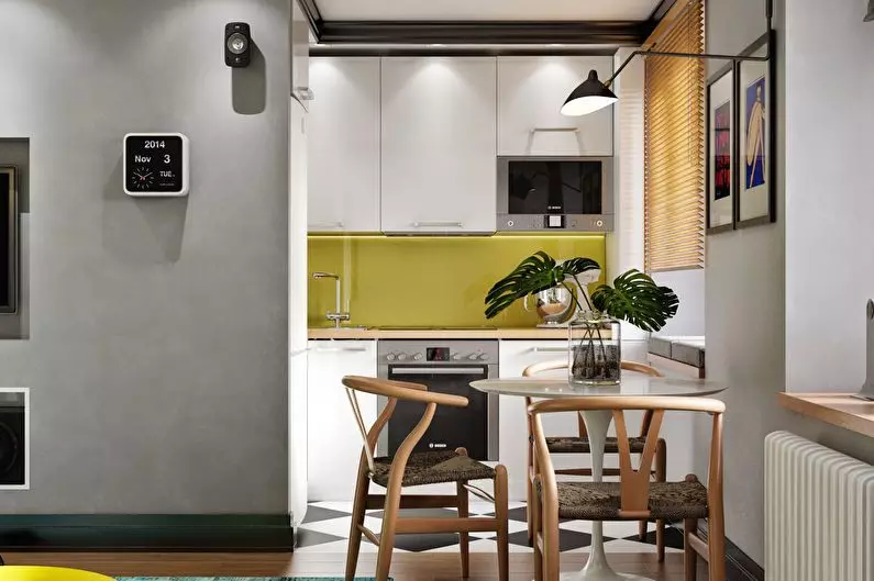 Кујна-дневна соба во Хрушчов (75 фотографии): внатрешен дизајн на комбинирани соби, комбинирање на мала кујна со соба во станот 9512_5