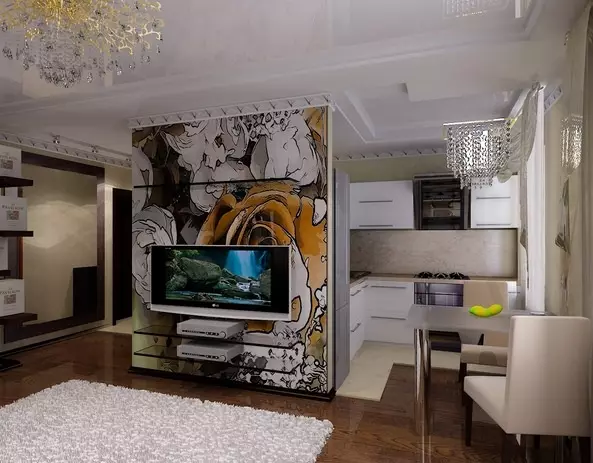 Κουζίνα-σαλόνι στο Χρουστσόφ (75 φωτογραφίες): εσωτερικός σχεδιασμός συνδυασμένων δωματίων, συνδυάζοντας μικρή κουζίνα με χώρο στο διαμέρισμα 9512_59