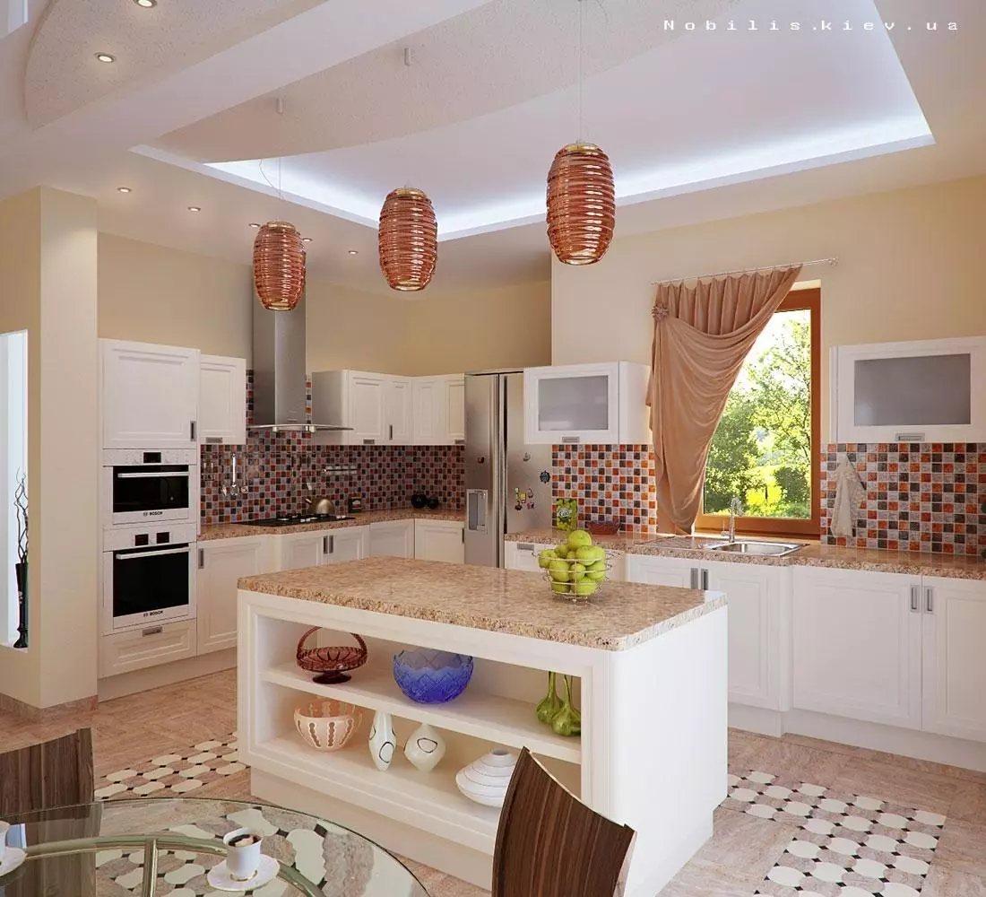 הפנים של סלון המטבח בבית פרטי (102 תמונות): תכנון של חדרים משולבים עם גישה למרפסת, פרויקטים תכנוניים ומרחב יעוד. איך לארגן סלון מטבח בקוטג '? 9513_22