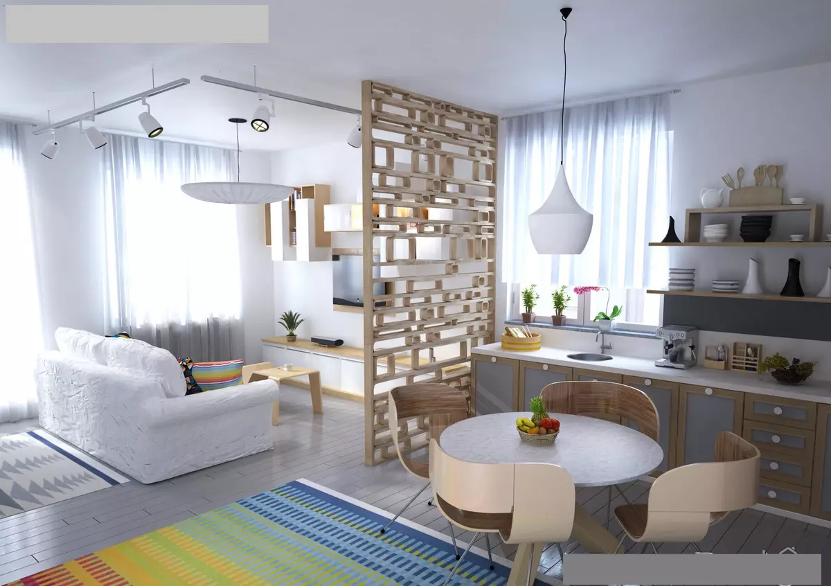 Дизайн на кухненски хол (152 снимки): интериор на комбинираните стаи в апартамента, примери за кухненски проекти, съчетани с залата, дизайнерски опции 9515_103