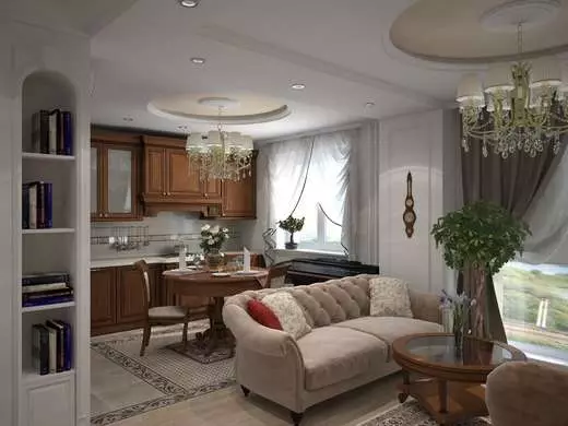 Dizainas Virtuvės svetainė (152 nuotraukos): kombinuotų kambarių interjeras bute, virtuvės projektų pavyzdžiai, derinami su salė, dizaino parinktys 9515_133