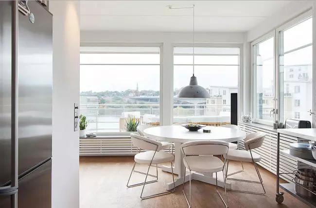 Design kuchyně obývací pokoj (152 fotek): Interiér kombinovaných pokojů v bytě, příklady kuchyňských projektů, v kombinaci s haly, možnosti designu 9515_22
