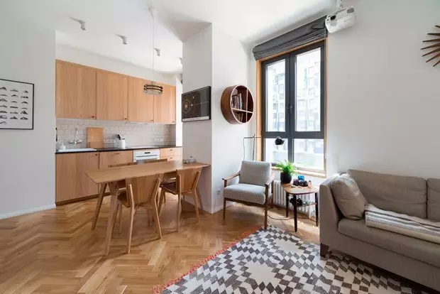 設計廚房客廳（152張）：在公寓房相結合，廚房項目的例子，有大廳，設計方案結合內部 9515_25