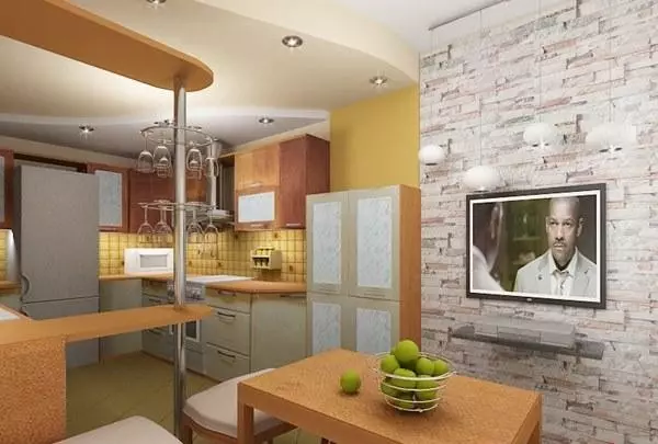 Дизајн кухињски дневни боравак (152 фотографије): Унутрашњост комбинованих соба у стану, примери кухињских пројеката, у комбинацији са ходником, опцијама дизајна 9515_37