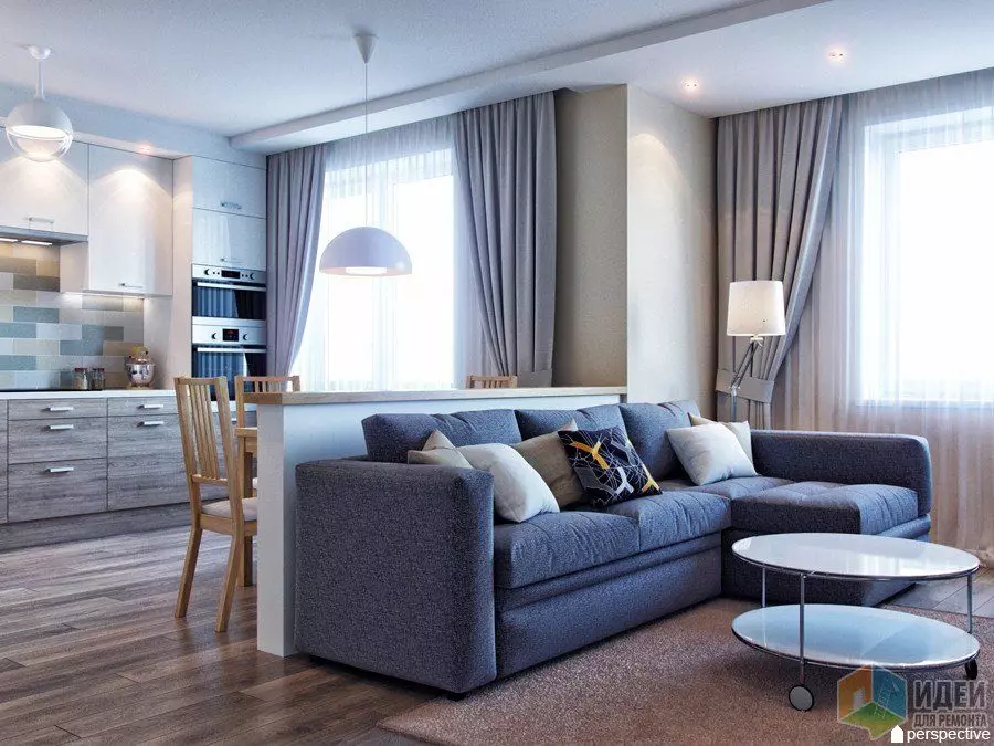 Dizaina virtuve Dzīvojamā istaba (152 fotogrāfijas): kombinēto telpu interjers dzīvoklī, virtuves projektu piemēri, apvienojumā ar zāli, dizaina opcijas 9515_57