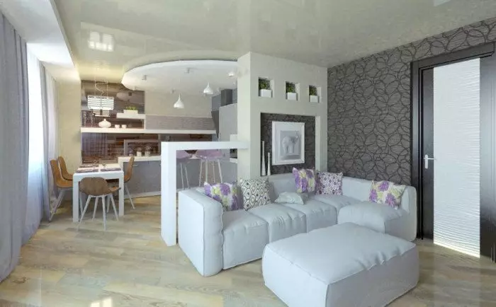 Дизайн на кухненски хол (152 снимки): интериор на комбинираните стаи в апартамента, примери за кухненски проекти, съчетани с залата, дизайнерски опции 9515_58