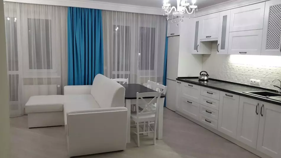 Дизайн кухні-вітальні (152 фото): інтер'єр суміщених кімнат в квартирі, приклади проектів кухні, об'єднаної з залом, варіанти оформлення 9515_73