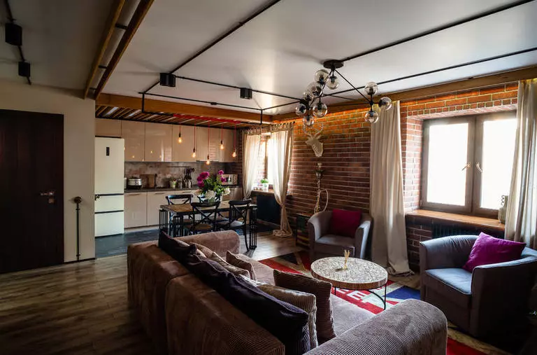 Design kök vardagsrum (152 foton): inredning av kombinerade rum i lägenheten, exempel på köksprojekt, kombinerat med hallen, designalternativ 9515_96
