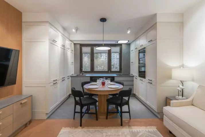 Kuchyň-obývací pokoje 13m². m (58 fotek): Možnosti designu interiéru kuchyně s pohovkou a dalším nábytkem 9516_2
