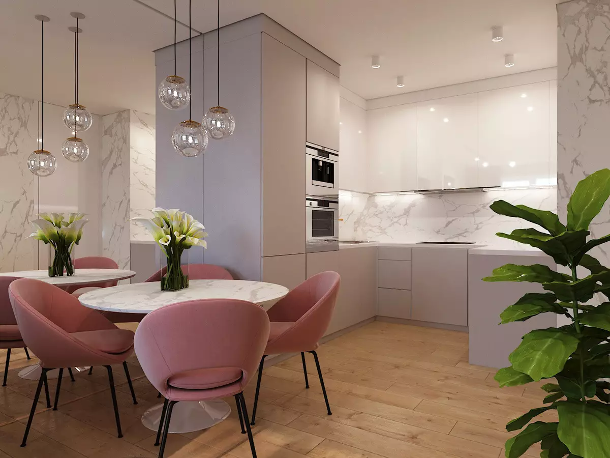 Кухні-вітальні 13 кв. м (58 фото): варіанти дизайну інтер'єру кухні-їдальні з диваном і іншими меблями 9516_31