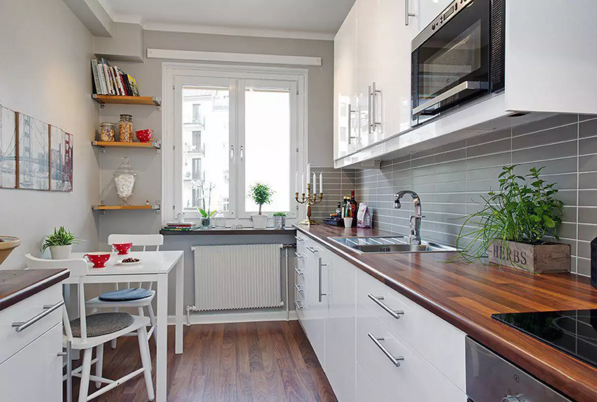Ինչպես սարքավորել փոքր խոհանոց: 91 Լուսանկարը հետաքրքիր խոհանոցային որոշումներ, փոքր ֆունկցիոնալ խոհանոց ստեղծելու գաղափարներ 9521_51