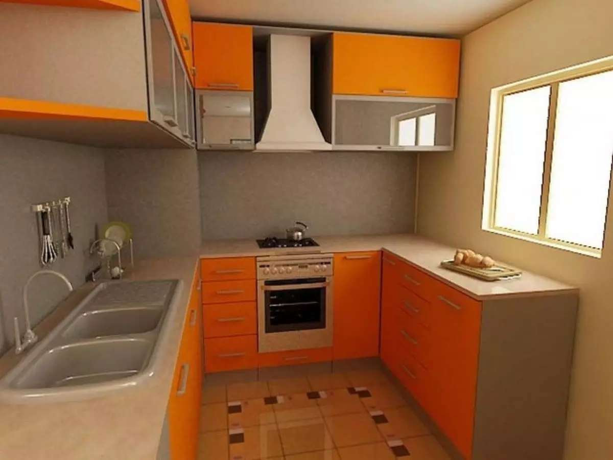 Ինչպես սարքավորել փոքր խոհանոց: 91 Լուսանկարը հետաքրքիր խոհանոցային որոշումներ, փոքր ֆունկցիոնալ խոհանոց ստեղծելու գաղափարներ 9521_53