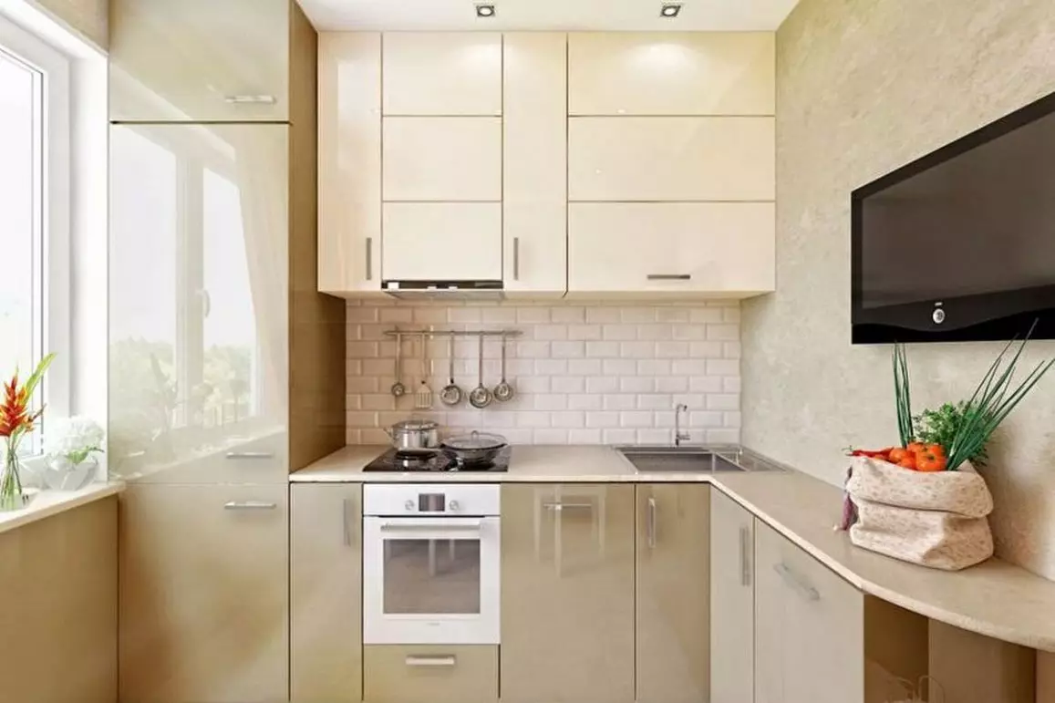 چگونه یک آشپزخانه کوچک را تجهیز کنیم؟ 91 عکس تصمیمات آشپزخانه جالب، ایده هایی برای ایجاد آشپزخانه کاربردی کوچک 9521_65