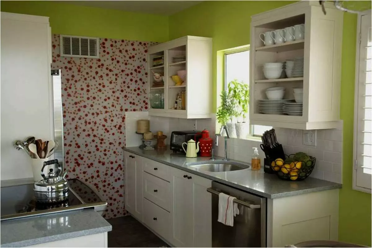Ինչպես սարքավորել փոքր խոհանոց: 91 Լուսանկարը հետաքրքիր խոհանոցային որոշումներ, փոքր ֆունկցիոնալ խոհանոց ստեղծելու գաղափարներ 9521_70