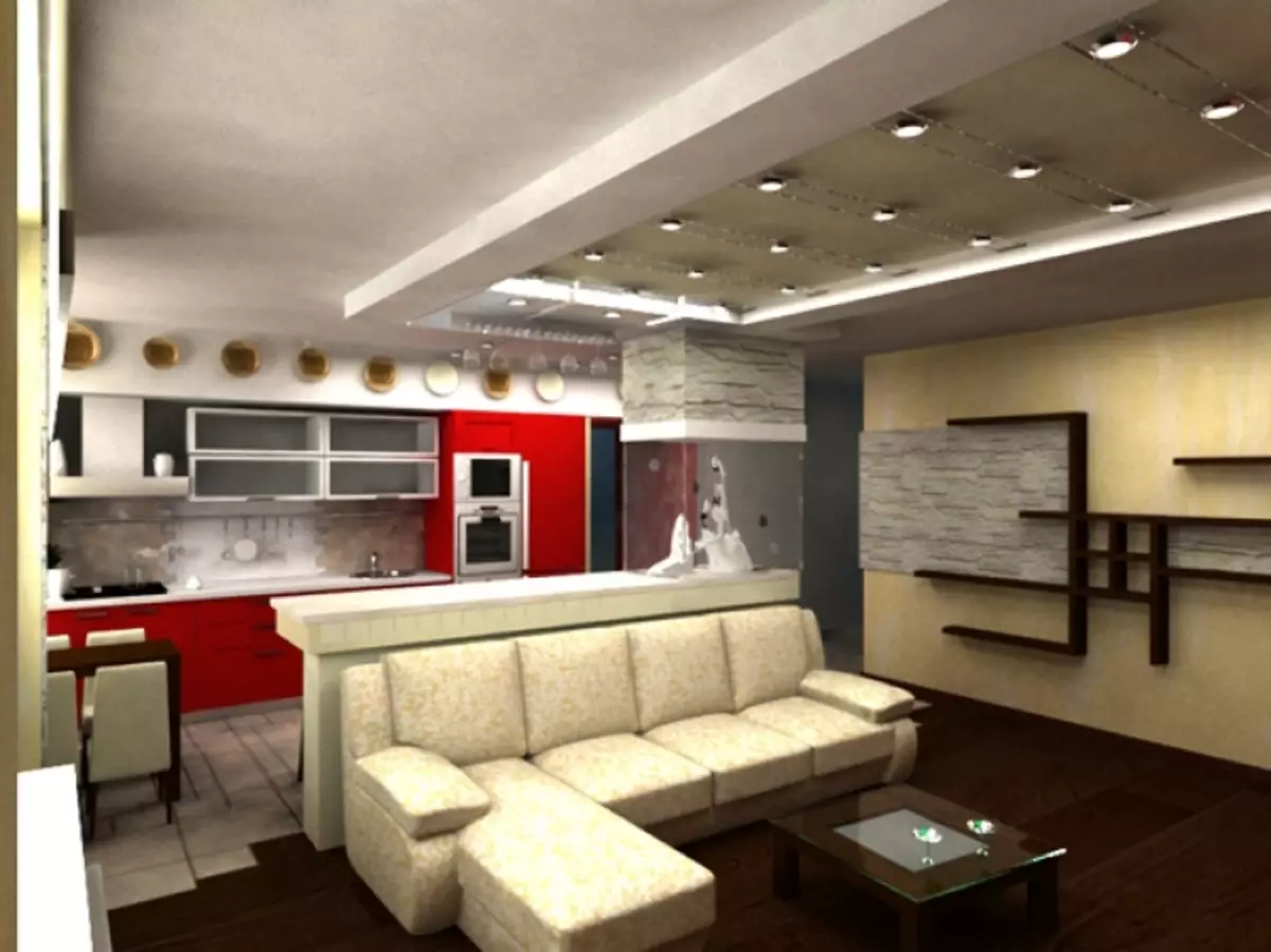 디자인 주방 거실 25 평방 미터. M (85 장의 사진) : 스튜디오 아파트의 주방 거실의 뉘앙스, Zoning Combined Kitchens-Living rooms 옵션 9523_62