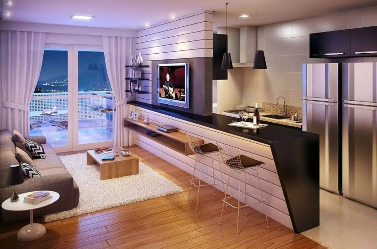 Moderní kuchyně obývací pokoj design (54 fotek): Stylový kuchyňský interiér design nápady v kombinaci s obývacím pokojem 9527_25