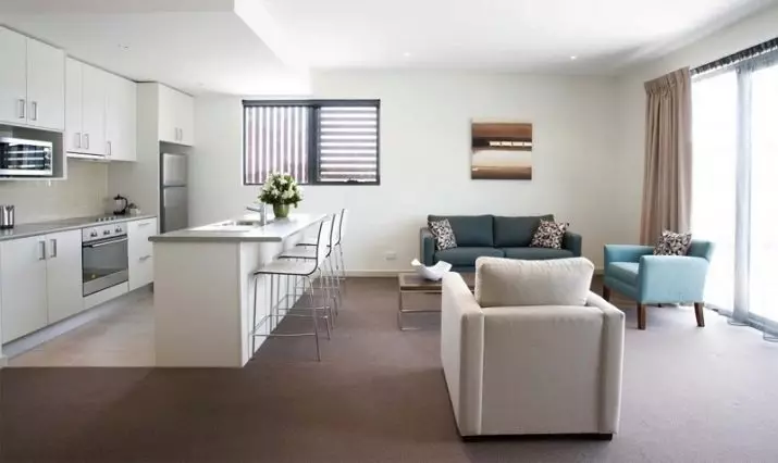 Moderná kuchyňa Obývacia izba Design (54 fotografií): štýlové nápady na dizajn interiéru v kombinácii s obývacou izbou 9527_3