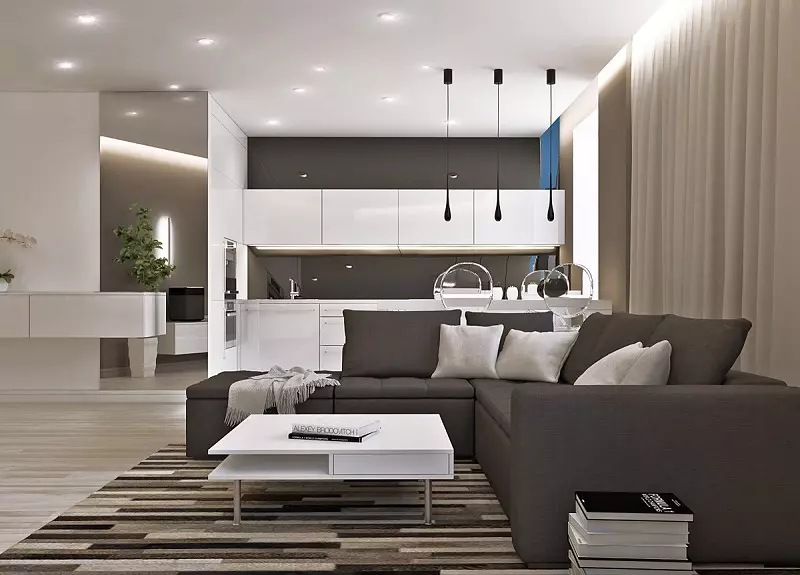 Moderní kuchyně obývací pokoj design (54 fotek): Stylový kuchyňský interiér design nápady v kombinaci s obývacím pokojem 9527_40