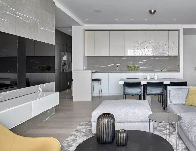 Moderná kuchyňa Obývacia izba Design (54 fotografií): štýlové nápady na dizajn interiéru v kombinácii s obývacou izbou 9527_41