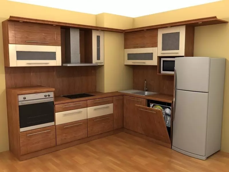 آشپزخانه های کوچک دنج (40 عکس): گزینه های طراحی داخلی برای آشپزخانه های کوچک. چگونه آشپزخانه را زیبا و راحت در آن ایجاد کنید؟ 9528_25