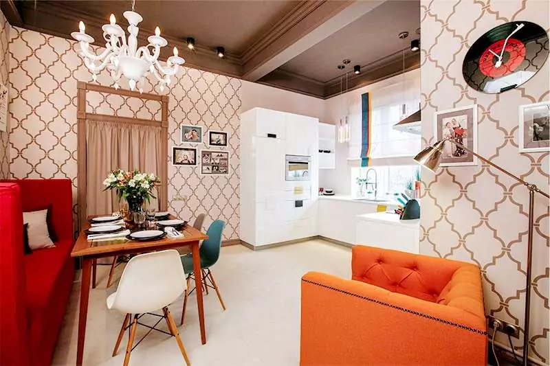 Дизайн Кухня Всекидневна 18 кв.м. M (91 снимки): опции за планиране и зониране на студио стая с кухня 3x6 m, интересен дизайн на комбинирана кухня-хол 9531_71