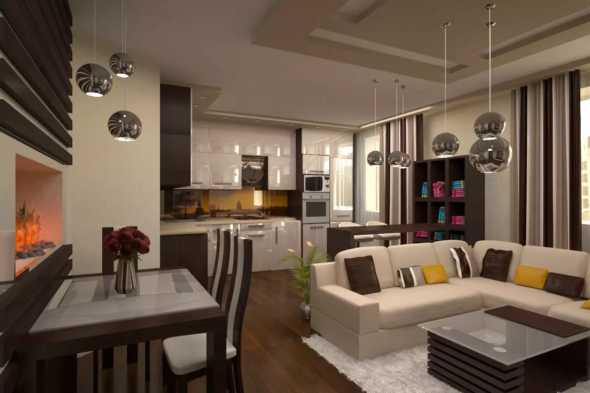 Virtuves dzīvojamās istabas plānošana (57 fotogrāfijas): mēbeļu izvietošanas plāns kombinētajās telpās. Kā apvienot virtuvi un dzīvojamo istabu dzīvoklī? Virtuves dzīvojamās istabas lielums un izlīdzināšanas shēma 9537_2