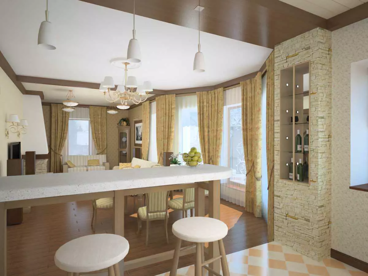 Virtuves dzīvojamās istabas plānošana (57 fotogrāfijas): mēbeļu izvietošanas plāns kombinētajās telpās. Kā apvienot virtuvi un dzīvojamo istabu dzīvoklī? Virtuves dzīvojamās istabas lielums un izlīdzināšanas shēma 9537_24