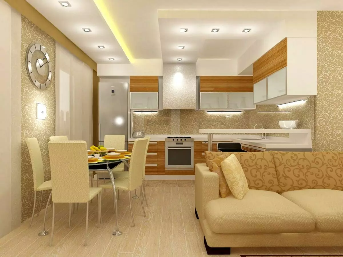 Virtuves dzīvojamās istabas plānošana (57 fotogrāfijas): mēbeļu izvietošanas plāns kombinētajās telpās. Kā apvienot virtuvi un dzīvojamo istabu dzīvoklī? Virtuves dzīvojamās istabas lielums un izlīdzināšanas shēma 9537_29