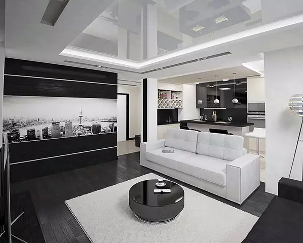廚房起居室的淺色顏色（40張）：白色和柔和的顏色的聯合室室內設計，帶頭卡。現代和經典風格的例子 9538_6