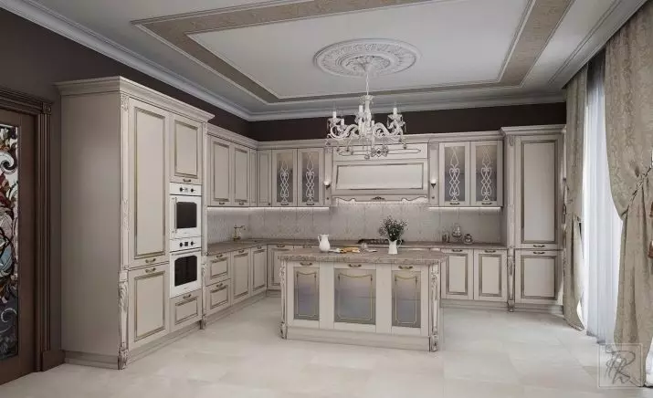 Biele kuchynské slúchadlá (57 fotografií): Priame a rohové kuchyne bielej v interiéri. Kázové, červené a modré a biele šaty v dizajne kuchyne 9542_44