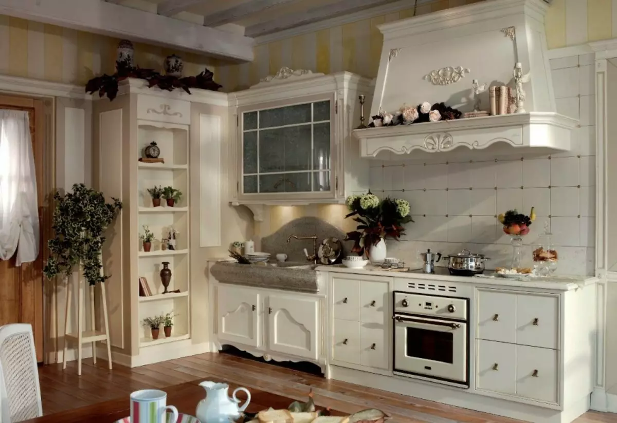 白色厨房耳机（57张照片）：内部的直线和角厨房。厨房设计中的布蒙，红色和蓝色和白色耳机 9542_47