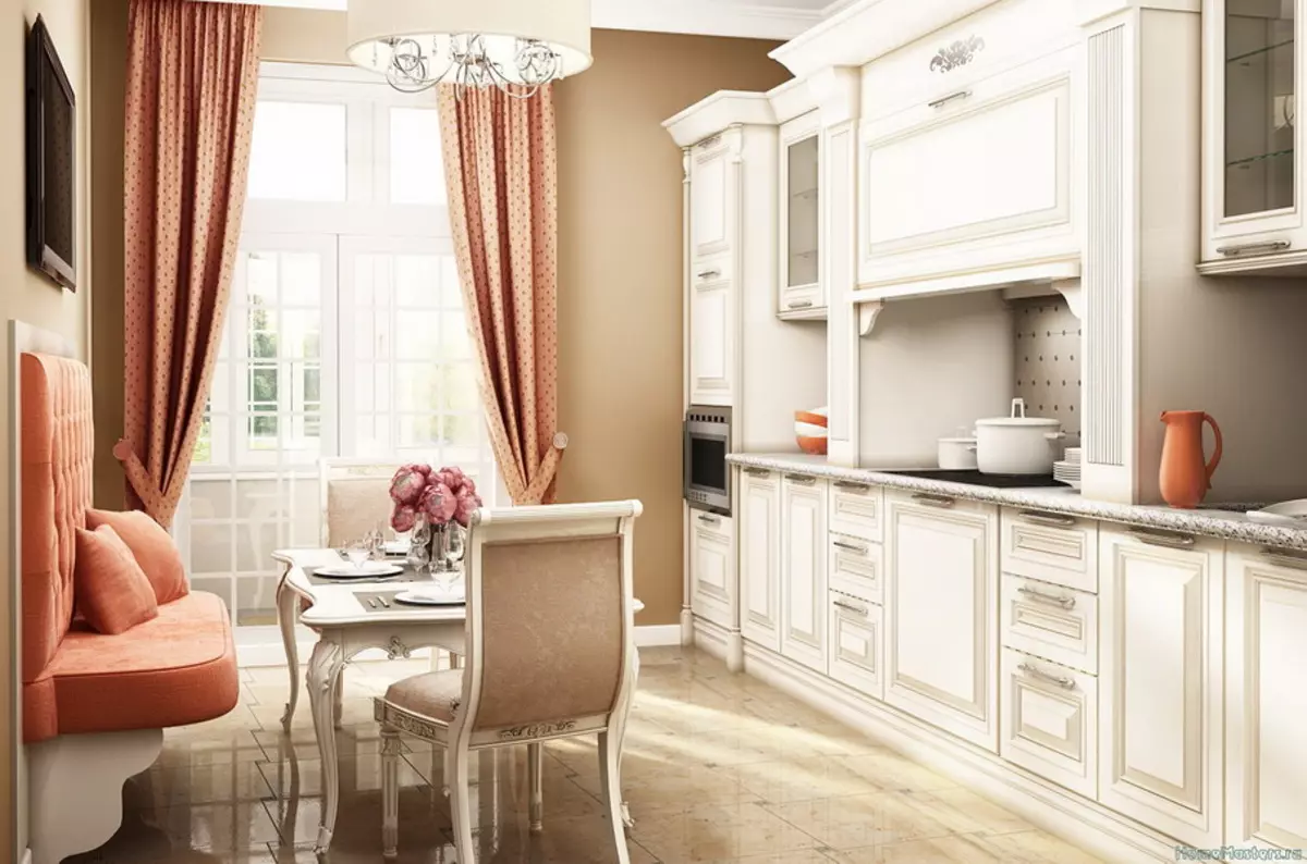 Hvit klassisk stil Kjøkken (63 bilder): Klassisk matlaging i moderne klassisk interiør, hvit kjøkkendesign 9543_21