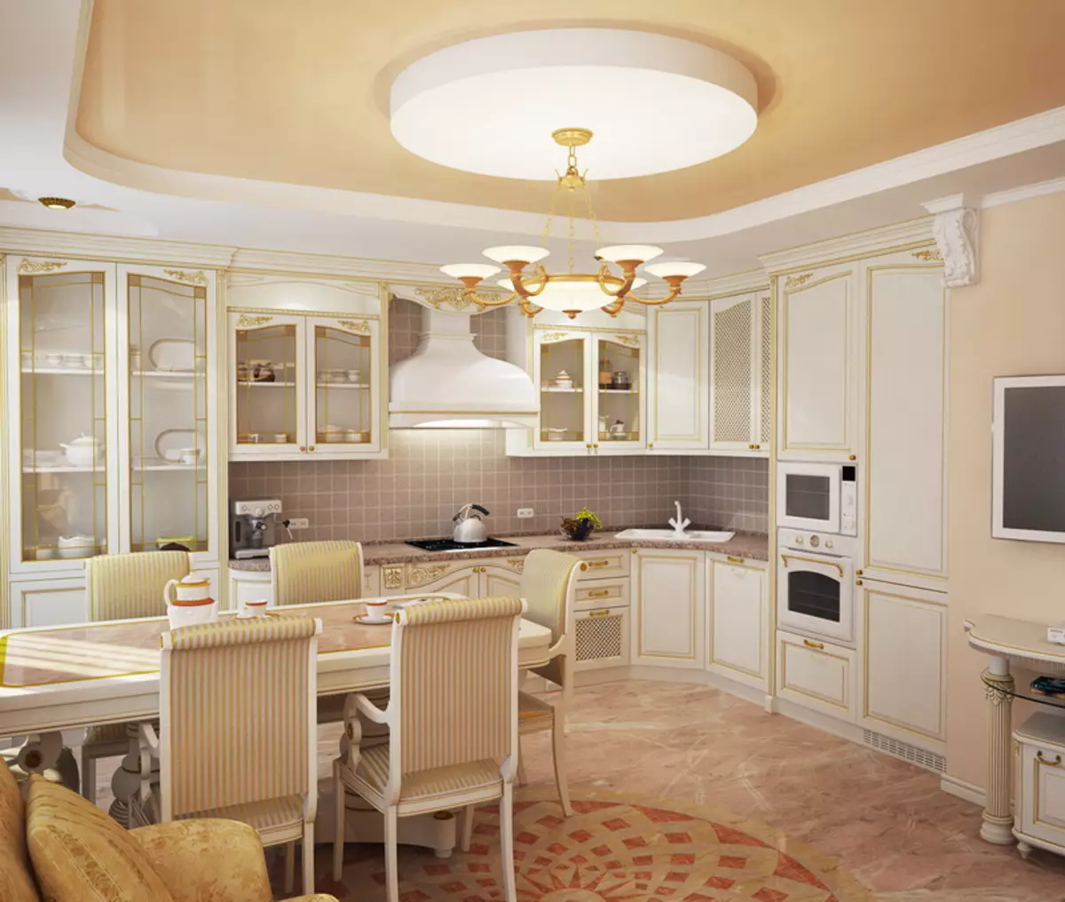 Cucina in stile classico bianco (63 immagini): cucina classica in moderno interno classico, design bianco cucina 9543_38