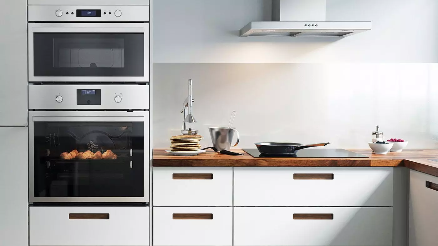 Bucătării încorporate (70 fotografii): Dimensiuni de capete și design de bucătărie. Ce este și ceea ce este diferit de bucătăria modulară? Opțiuni de proiect în apartament obișnuit 9546_22