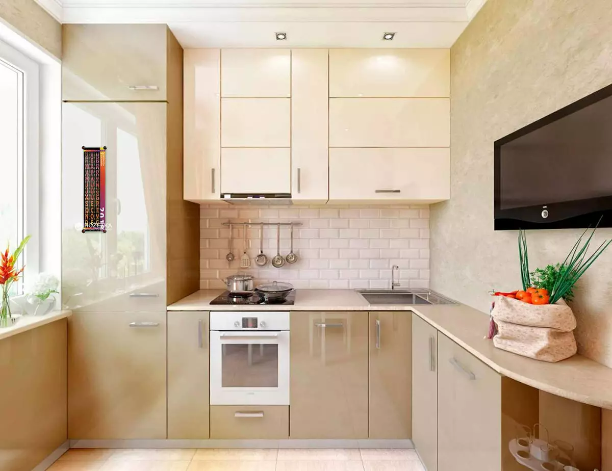 Bucătării încorporate (70 fotografii): Dimensiuni de capete și design de bucătărie. Ce este și ceea ce este diferit de bucătăria modulară? Opțiuni de proiect în apartament obișnuit 9546_33