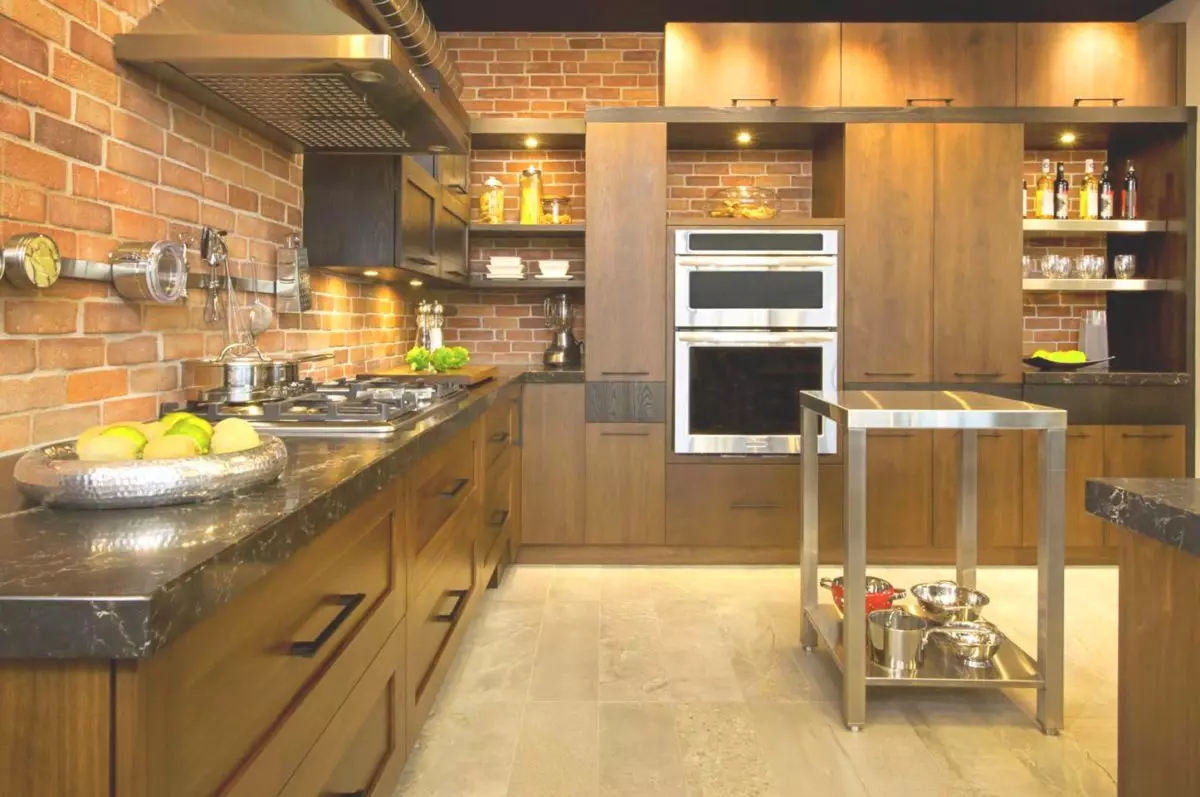 Bucătării încorporate (70 fotografii): Dimensiuni de capete și design de bucătărie. Ce este și ceea ce este diferit de bucătăria modulară? Opțiuni de proiect în apartament obișnuit 9546_44