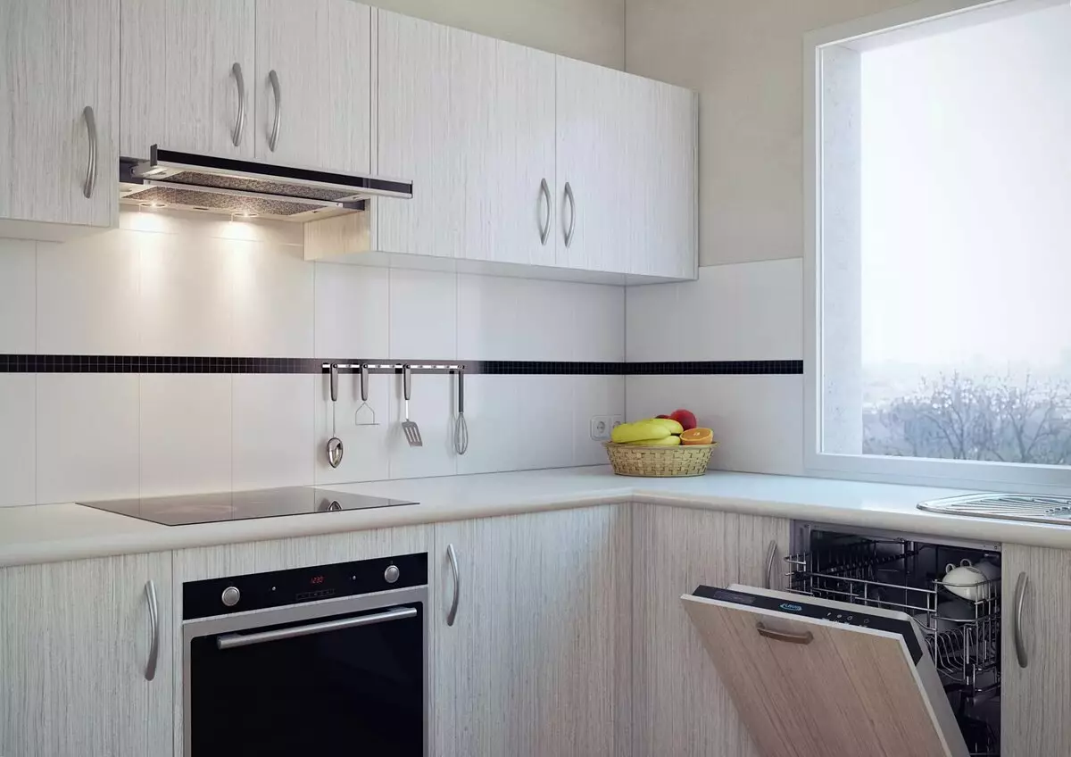 Bếp tích hợp cho nhà bếp nhỏ (54 ảnh): Các tính năng của nhà bếp nhúng với thiết bị tích hợp, tùy chọn thiết kế 9549_11