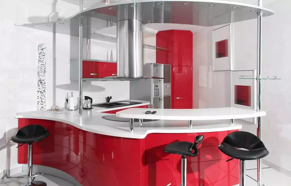 Вградена кухня за малка кухня (54 снимки) се отличава с вградени кухненски бокс с вградени уреди, опции за дизайн 9549_31
