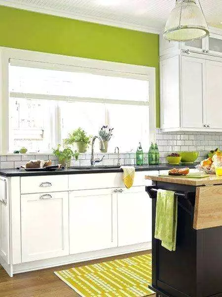Keittiö kalkki (52 valokuvaa): Lyme-värillinen keittiön kuulokkeet wenge, valkoinen ja muut keittiön sisätilat. Mitä muita sävyjä yhdistetään kalkkiin? 9551_17