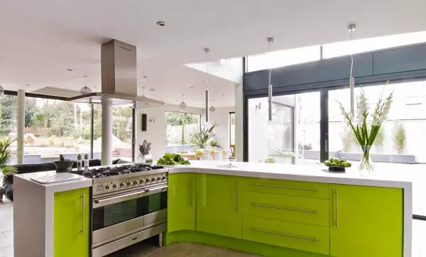Кухня Lime (52 снимки): Лаймска цвят кухня слушалки с венге, бяло и други нюанси в интериора на кухнята. Какви други нюанси се съчетават с вар? 9551_24