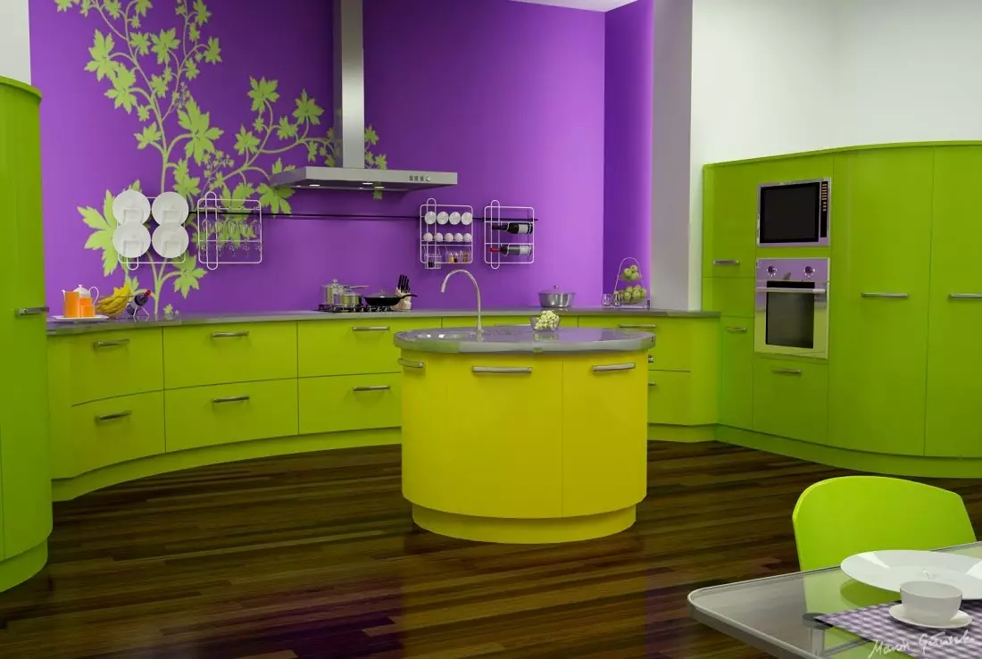 Küchenkalk (52 Fotos): Lymefarbene Küchenhopset mit Wenge, weißen und anderen Tönen in der Küche innen. Welche anderen Farbtöne werden mit Kalk kombiniert? 9551_31