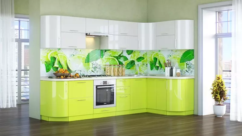 Köök lubja (52 fotot): Lyme-värviline köögi peakomplekt wenge, valge ja teiste toonidega köögi interjööri. Millised teised toonid on lubjaga kombineeritud? 9551_40