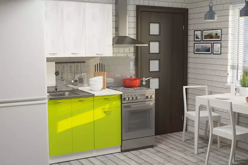 Кухня Lime (52 снимки): Лаймска цвят кухня слушалки с венге, бяло и други нюанси в интериора на кухнята. Какви други нюанси се съчетават с вар? 9551_43