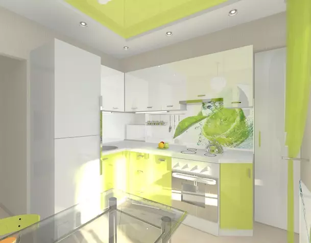Kjøkkenkalk (52 bilder): Lyme-farget kjøkkenhodesett med wenge, hvite og andre nyanser i kjøkkeninnredningen. Hvilke andre nyanser kombineres med lime? 9551_45