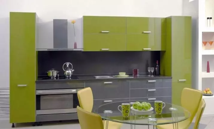 緑色料理（111写真）：インテリアデザイン、緑の壁紙の選択、グレーグリーン、濃い緑、黒と緑の台所の緑と緑の台所の緑のキッチンヘッドセット 9554_109
