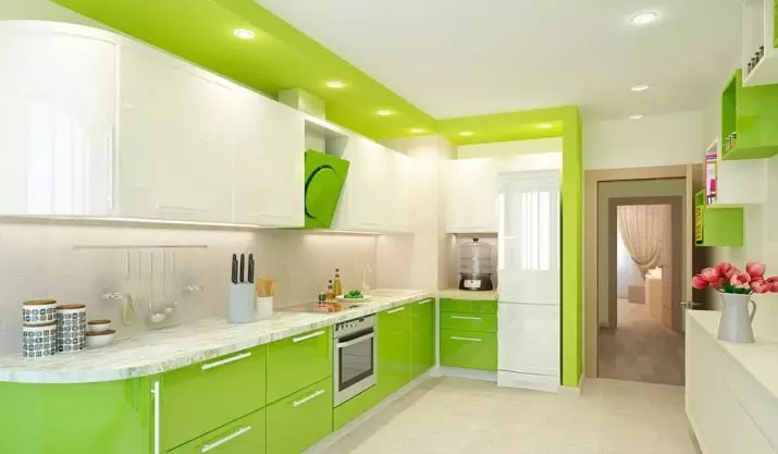 Cocina verde (111 fotos): Auriculares de cocina verde en diseño de interiores, selección de papel pintado verde, verde-verde y verde oscuro, negro y verde y verde. 9554_11